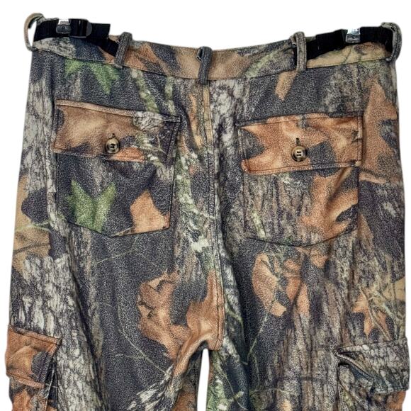 VTG Camo Cargo Pants M 35x31 READ Mesh Lined Zip Legs Fleecey Mossy Oak Hunting - Picture 3 of 12